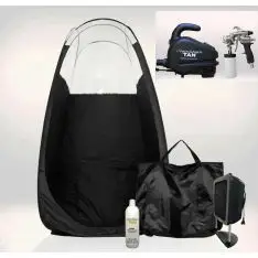 Komplet starts&aelig;t med spraytan maskine, Pro spraygun, telt og udsugning.